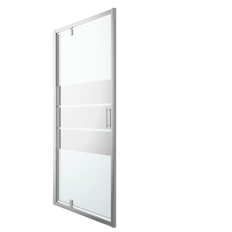 Usa dus pivotanta GoodHome Beloya, aluminiu, 100 x 195 cm, sticla oglinda, profil crom