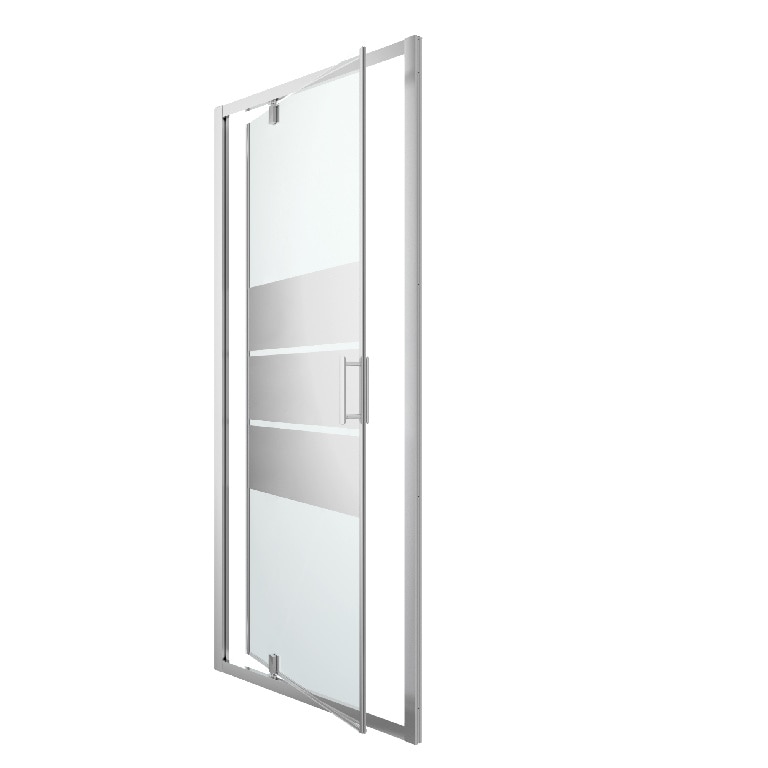 Usa dus pivotanta GoodHome Beloya, aluminiu, 100 x 195 cm, sticla oglinda, profil crom