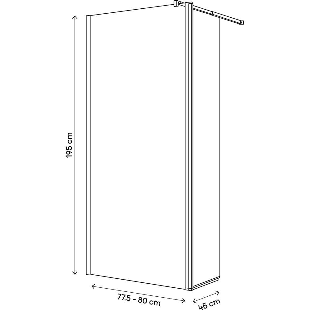 Paravan dus walk-in GOODHOME Beloya, aluminiu, sticla securizata 8mm, 80 + 45 x 195 cm, profil crom