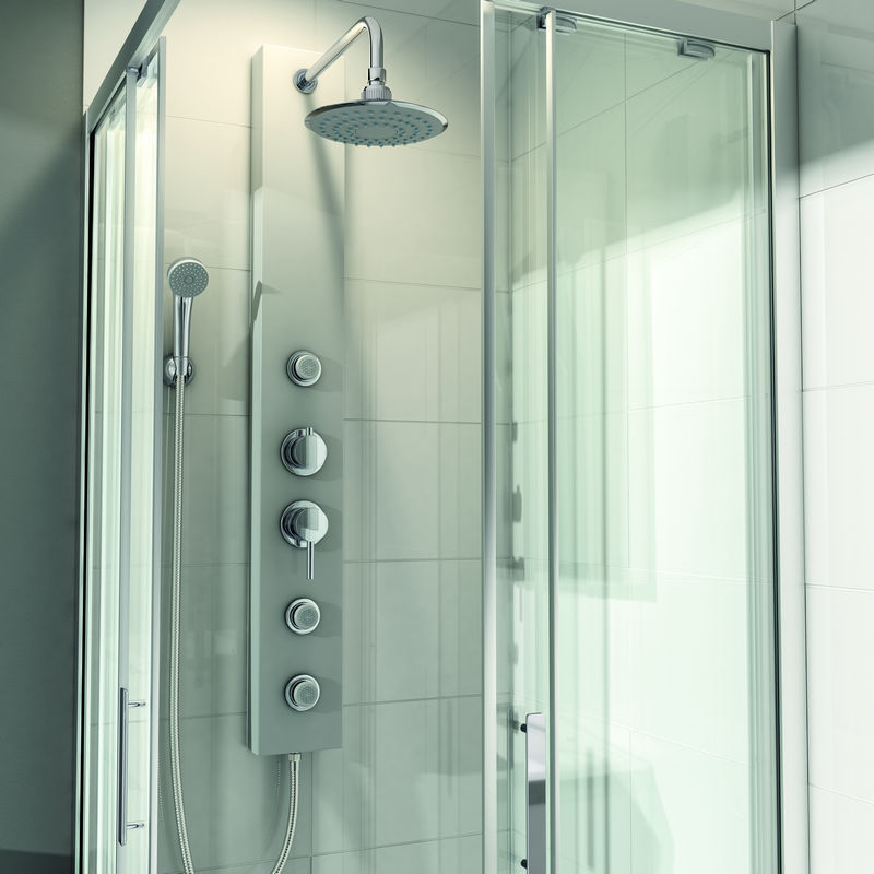 Panel de dus COOKE & LEWIS Halola, hidromasaj, 120 cm, gri