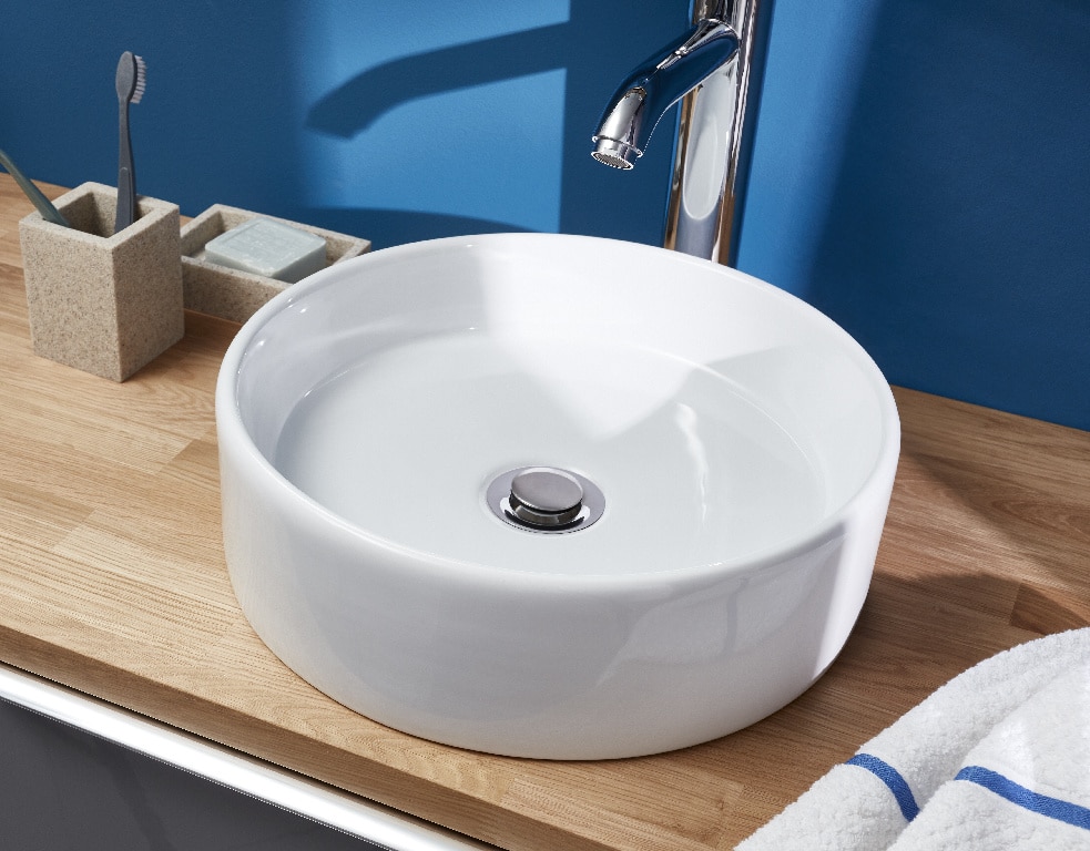 Lavoar pe blat GOODHOME Scalea, ceramica, 35 cm, alb lucios