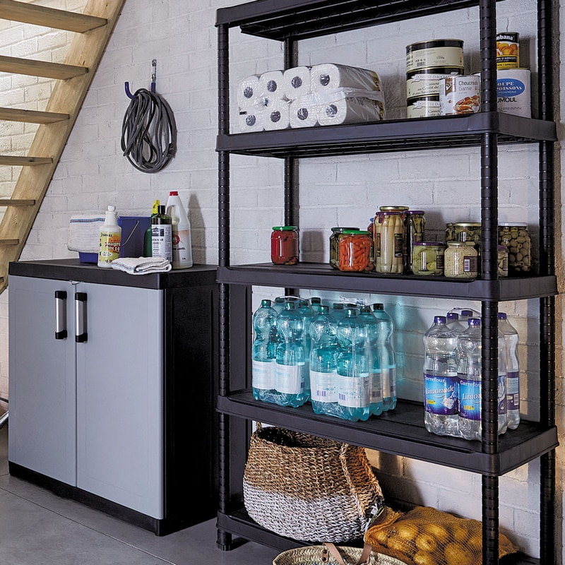 Raft plastic, 5 polite, negru, 120 x 182 x 45 cm  Links 