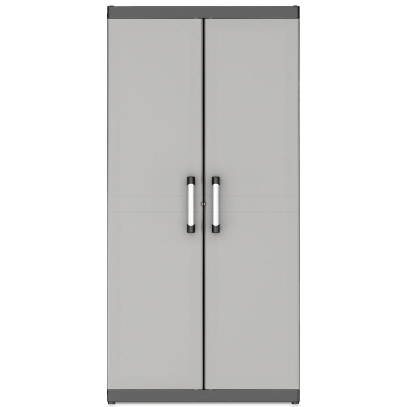 Dulap plastic Links XL 4 polite, 182 x 89 x 54 cm, negru cu gri 