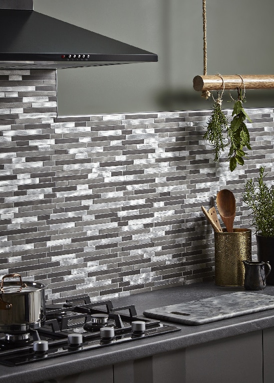 Mozaic interior, gri, aluminiu, dreptunghiular, 30 x 30.4 cm x 8 mm  GoodHome Naplo