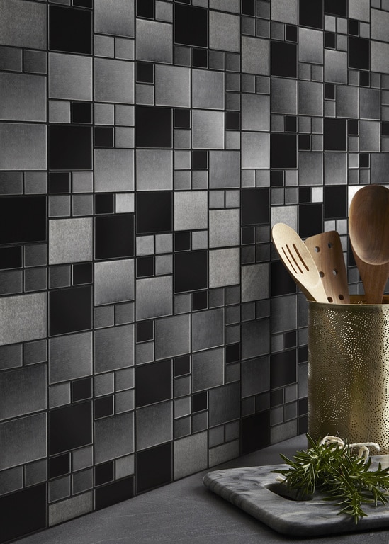 Mozaic interior, negru, otel inoxidabil, patrata, 30 x 30 cm x 8 mm  GoodHome Tourino