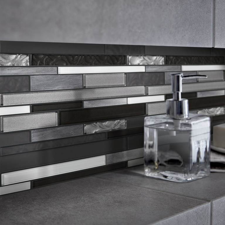 Mozaic interior, alb, sticla si aluminiu, dreptunghiular, 29.4 x 29.8 cm x 8 mm GoodHome Palermio