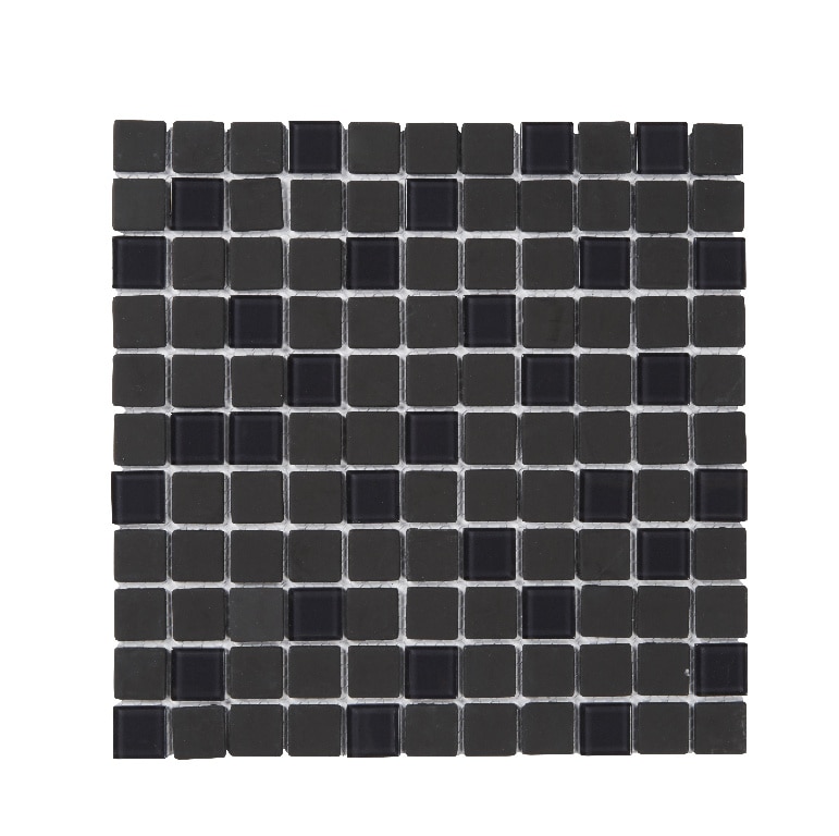 Mozaic interior, negru, sticla, patrat, 29.5 x 29.5 cm x 4 mm  Genovia