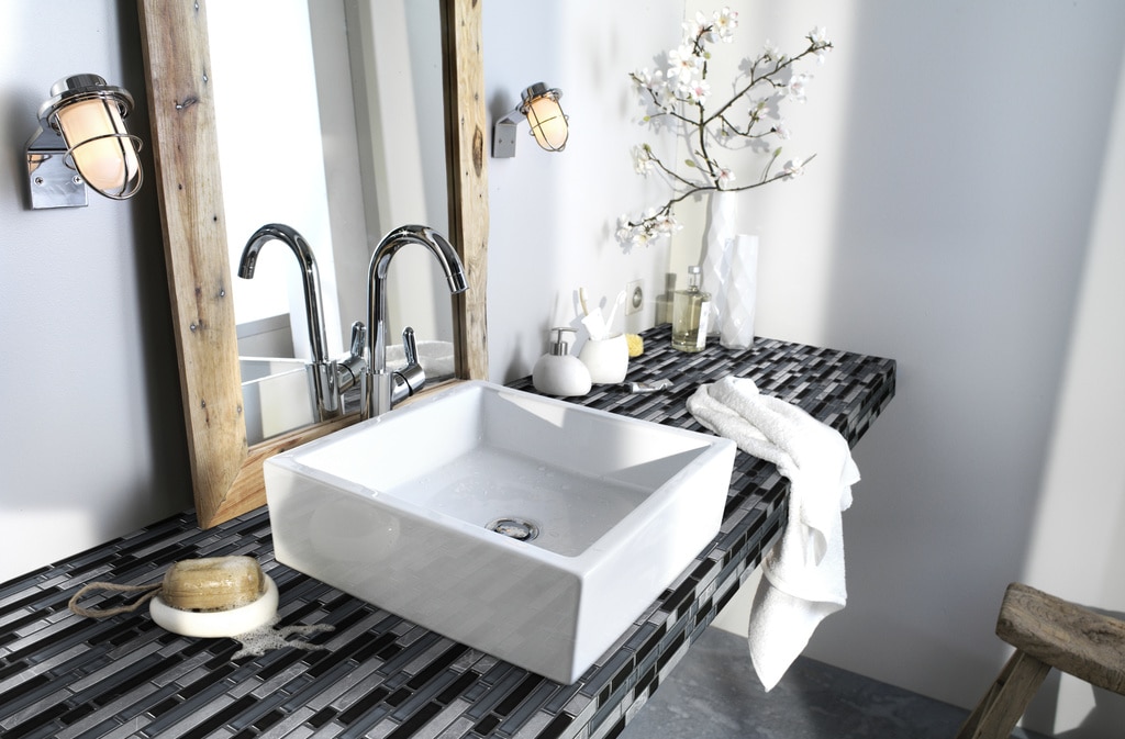 Mozaic interior, gri, sticla, patrat, 30 x 30.4 cm x 8 mm GoodHome