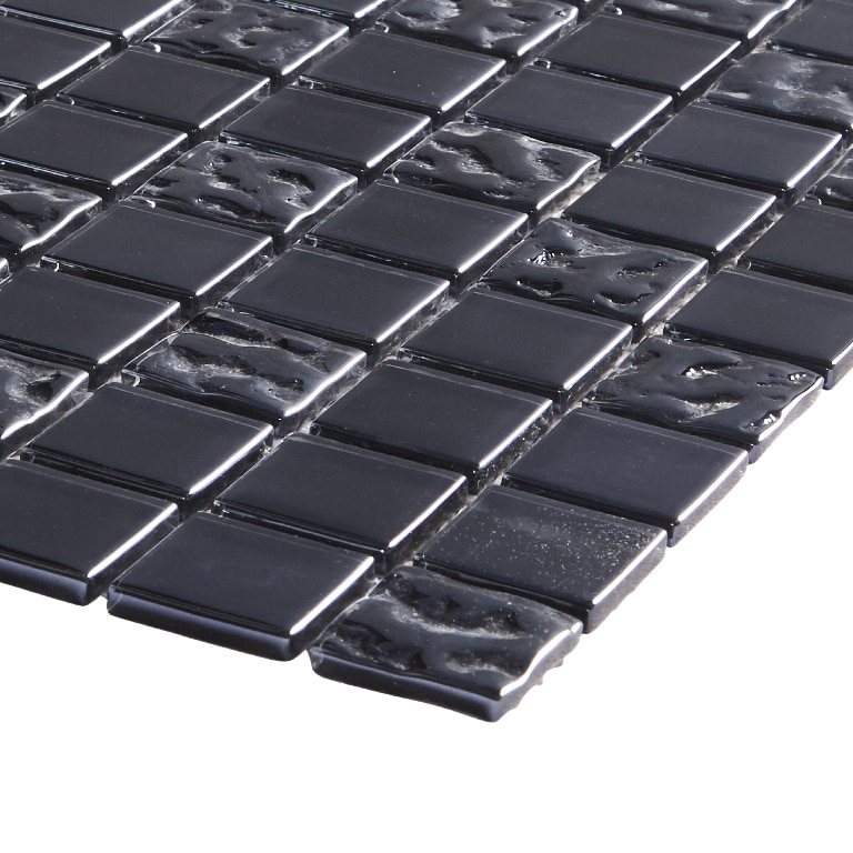 Mozaic interior, negru, sticla, patrat, 30 x 30  cm x 4 mm  Flourencia
