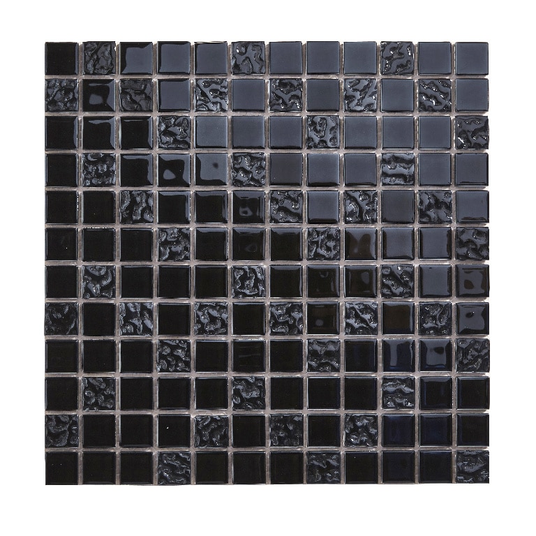 Mozaic interior, negru, sticla, patrat, 30 x 30  cm x 4 mm  Flourencia