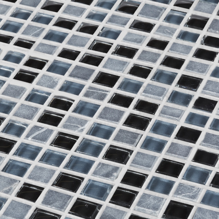 Mozaic interior, negru, sticla si piatra naturala, patrata, 30 x 30 cm x 8 mm  GoodHome Barya