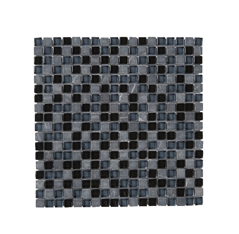 Mozaic interior, negru, sticla si piatra naturala, patrata, 30 x 30 cm x 8 mm  GoodHome Barya
