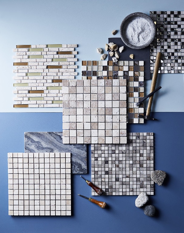 Mozaic interior, bej, sticla, piatra naturala si otel inoxidabil patrat, 30 x 30 cm x 8 mm  GoodHome Mecine