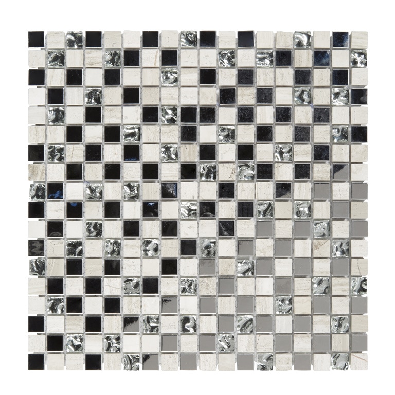 Mozaic interior, bej, sticla, piatra naturala si otel inoxidabil patrat, 30 x 30 cm x 8 mm  GoodHome Mecine