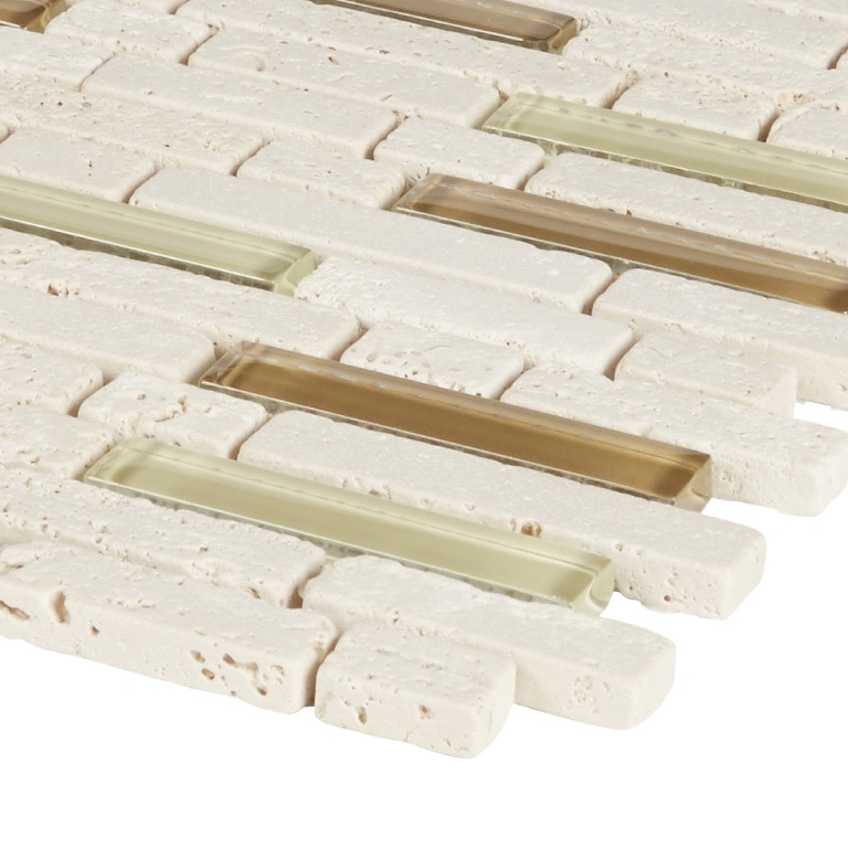 Mozaic interior, bej, sticla si piatra, dreptunghiular, 30 x 30.4 cm x 8 mm  GoodHome