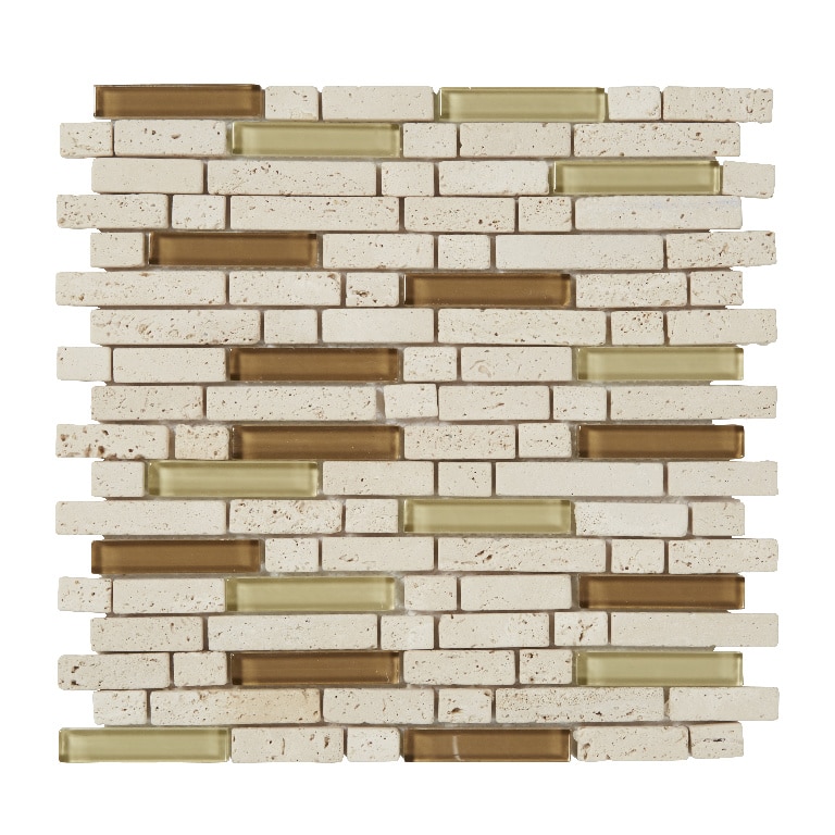 Mozaic interior, bej, sticla si piatra, dreptunghiular, 30 x 30.4 cm x 8 mm  GoodHome