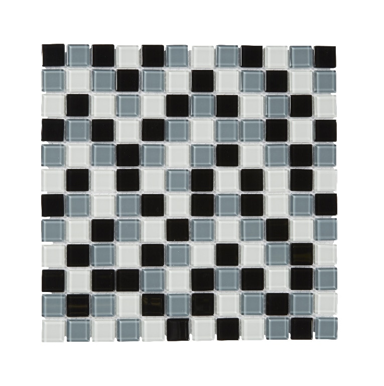 Mozaic interior, negru si alb, sticla, patrata, 30 x 30 cm x 4 mm  Tarente