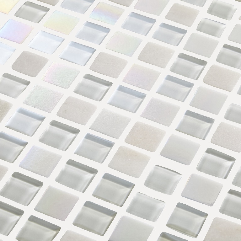 Mozaic interior, alb, sticla, patrat, 30.6 x 30.6 cm x 4 mm  Parmia