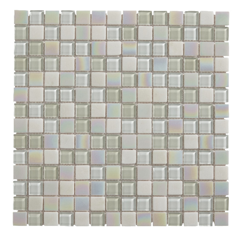 Mozaic interior, alb, sticla, patrat, 30.6 x 30.6 cm x 4 mm  Parmia
