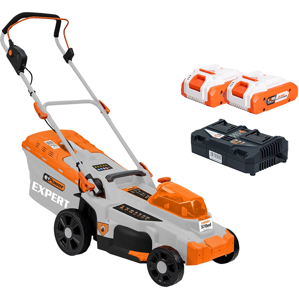 Masina de tuns iarba pe acumulator RURIS 370ED, Electrica, latime taiere 37cm, cos 35l, portocaliu