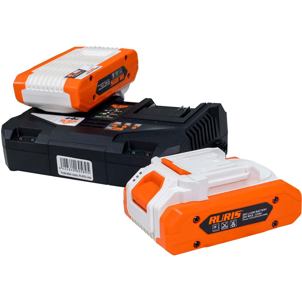 Masina de tuns iarba pe acumulator RURIS 370ED, Electrica, latime taiere 37cm, cos 35l, portocaliu