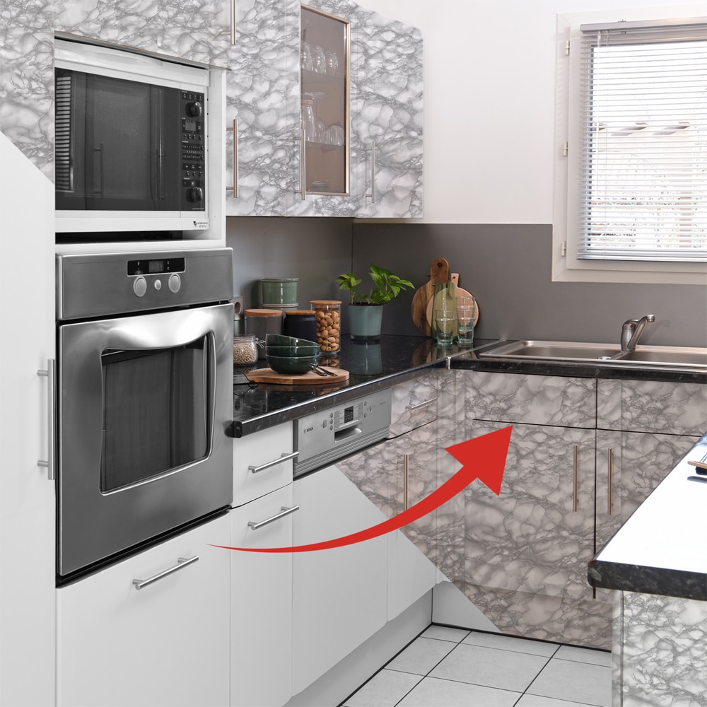 Autocolant VENILIA Marmura, PVC, 90 x 100 cm, gri