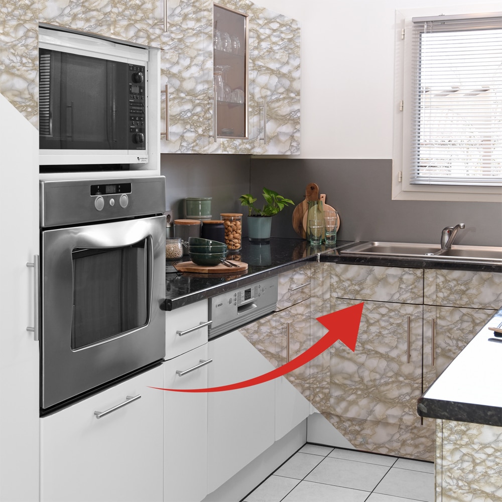 Autocolant VENILIA Marmura, PVC, 90 x 100 cm, bej