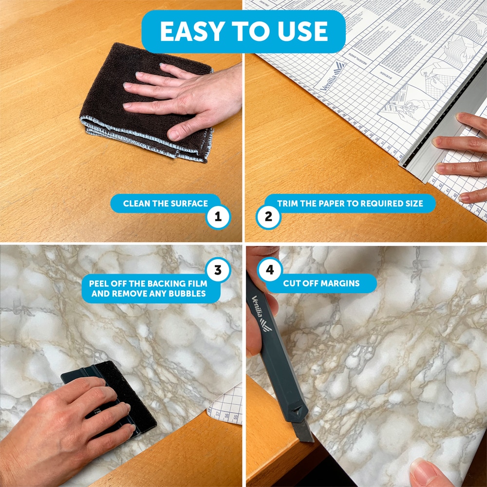 Autocolant VENILIA Marmura, PVC, 90 x 100 cm, bej