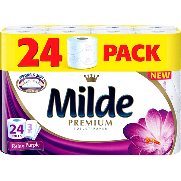 Hartie igienica MILDE Relax Purple, 3 straturi, 24 role