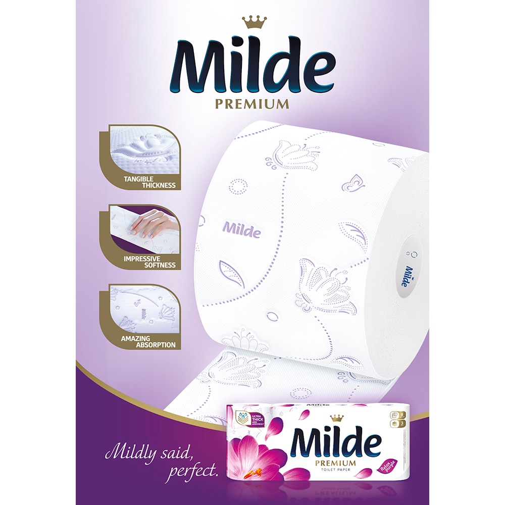 Hartie igienica MILDE Relax Purple, 3 straturi, 8 role