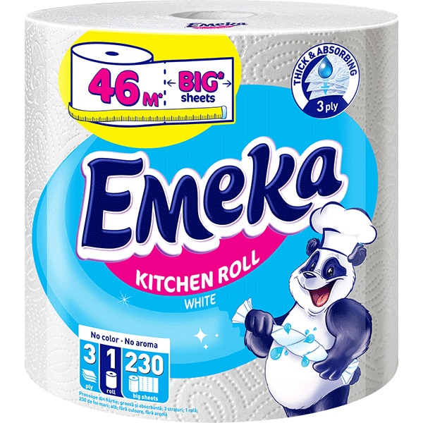 Prosoape de hartie EMEKA White Jumbo, 3 straturi, 1 rola
