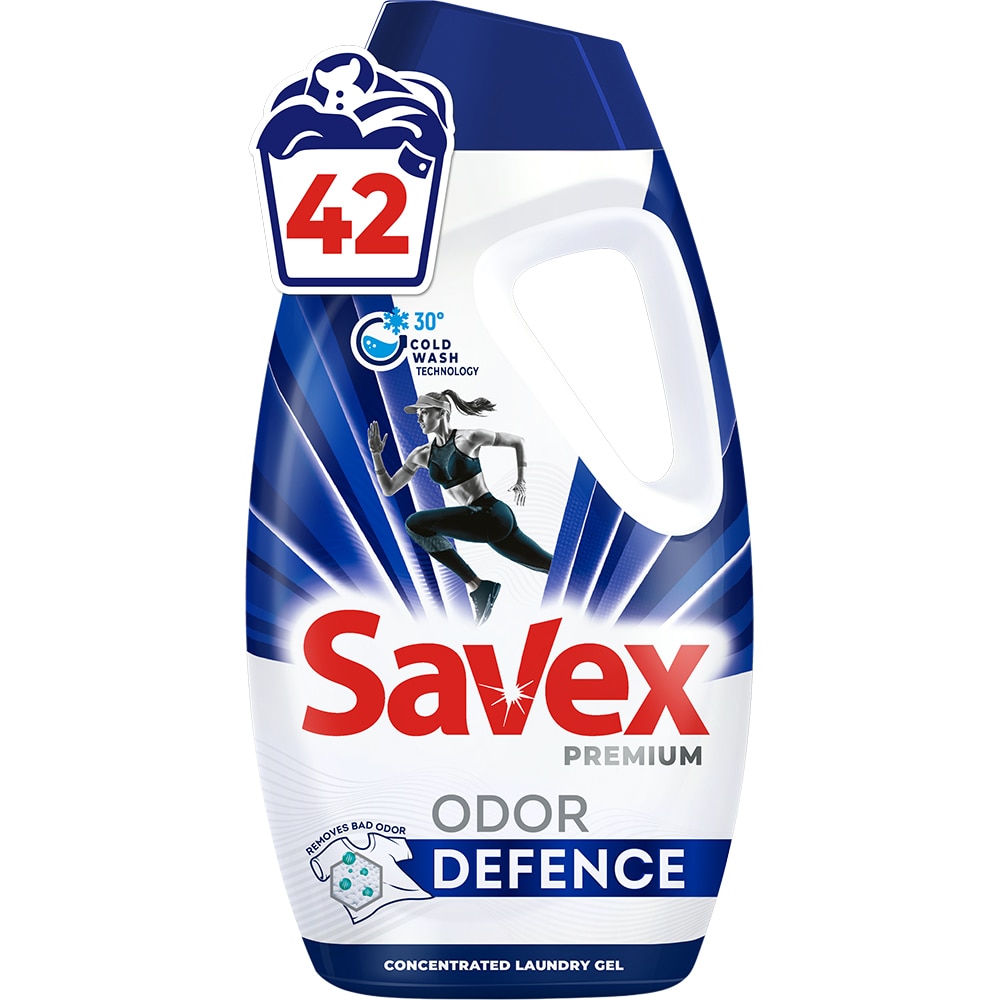 Detergent lichid SAVEX Premium Odor Defence, 1.71 l, 42 spalari