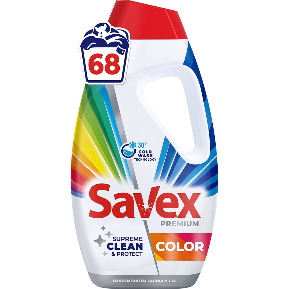 Detergent lichid SAVEX Premium Color, 2.7 l, 68 spalari