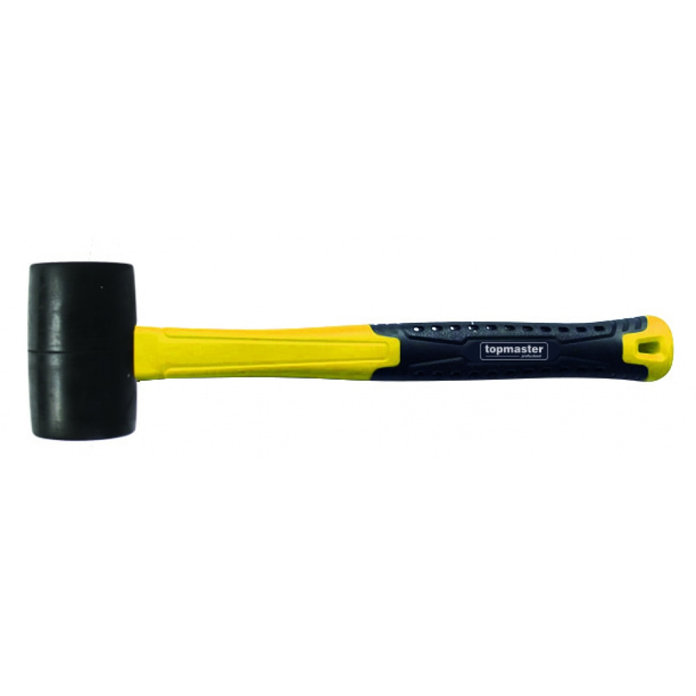 Ciocan din cauciuc TOPMASTER, maner din fibra de sticla, negru-galben