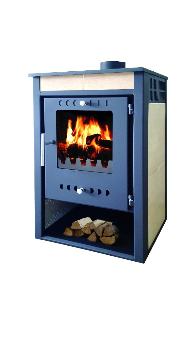 Semineu pe lemne din otel, 6 kW, albastru, 92 kg, 81 x 52,5 x 51,5 cm • Zvezda 4 VR 12 C