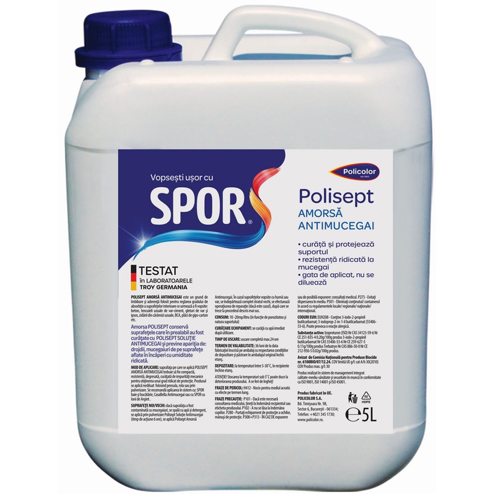 Amorsa antimucegai Policolor Polisept, pentru suprafete cu igrasie, 5 l