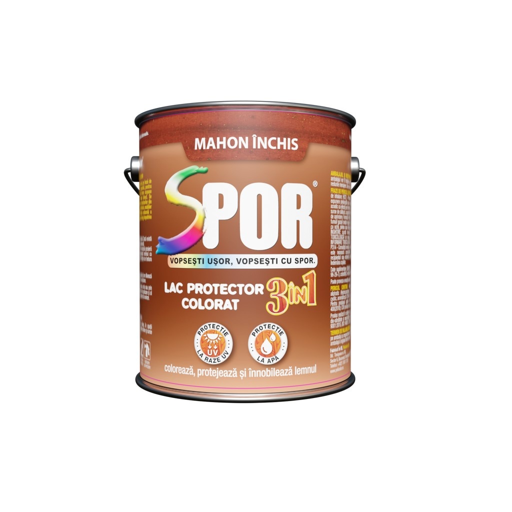Lac pentru lemn, mahon inchis, 2.5 l • Spor