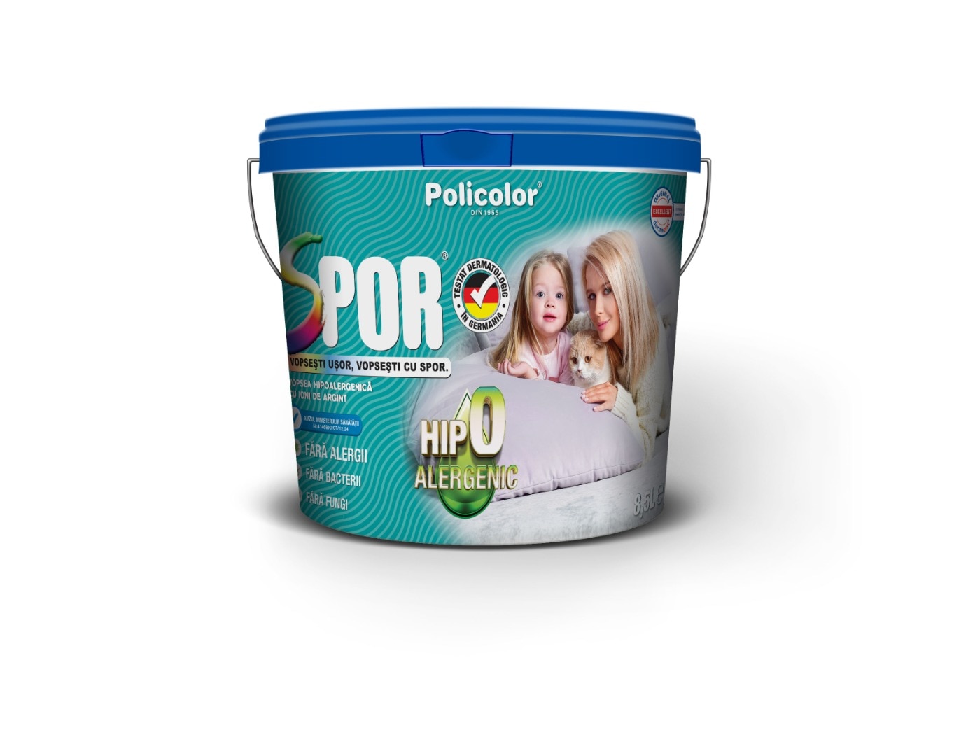 Vopsea lavabila Policolor Spor, alb, 8.5 L, Interior