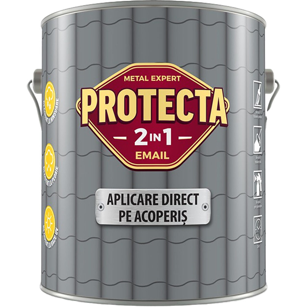 Email pentru acoperis 2in1 Protecta, gri antracit RAL7016, 500 ml