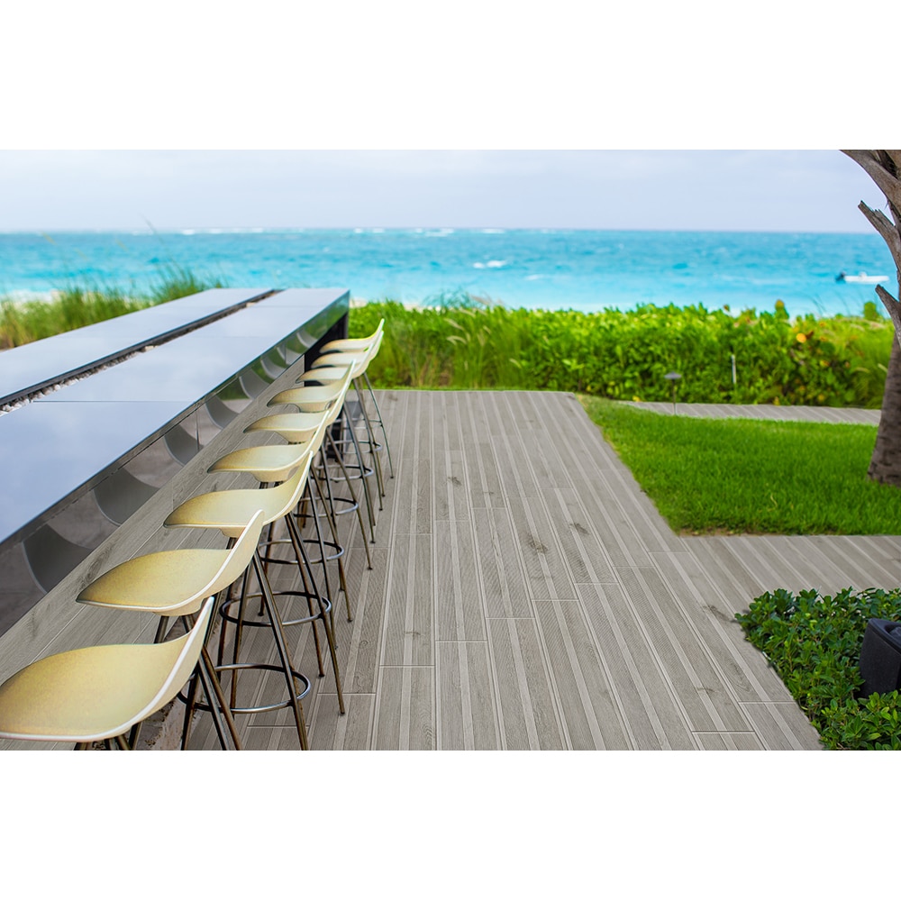 Gresie interior si exterior Pine, 20.4 x 120.4 cm, grosime 8.5 mm, 1.2281 m2, gri lemn