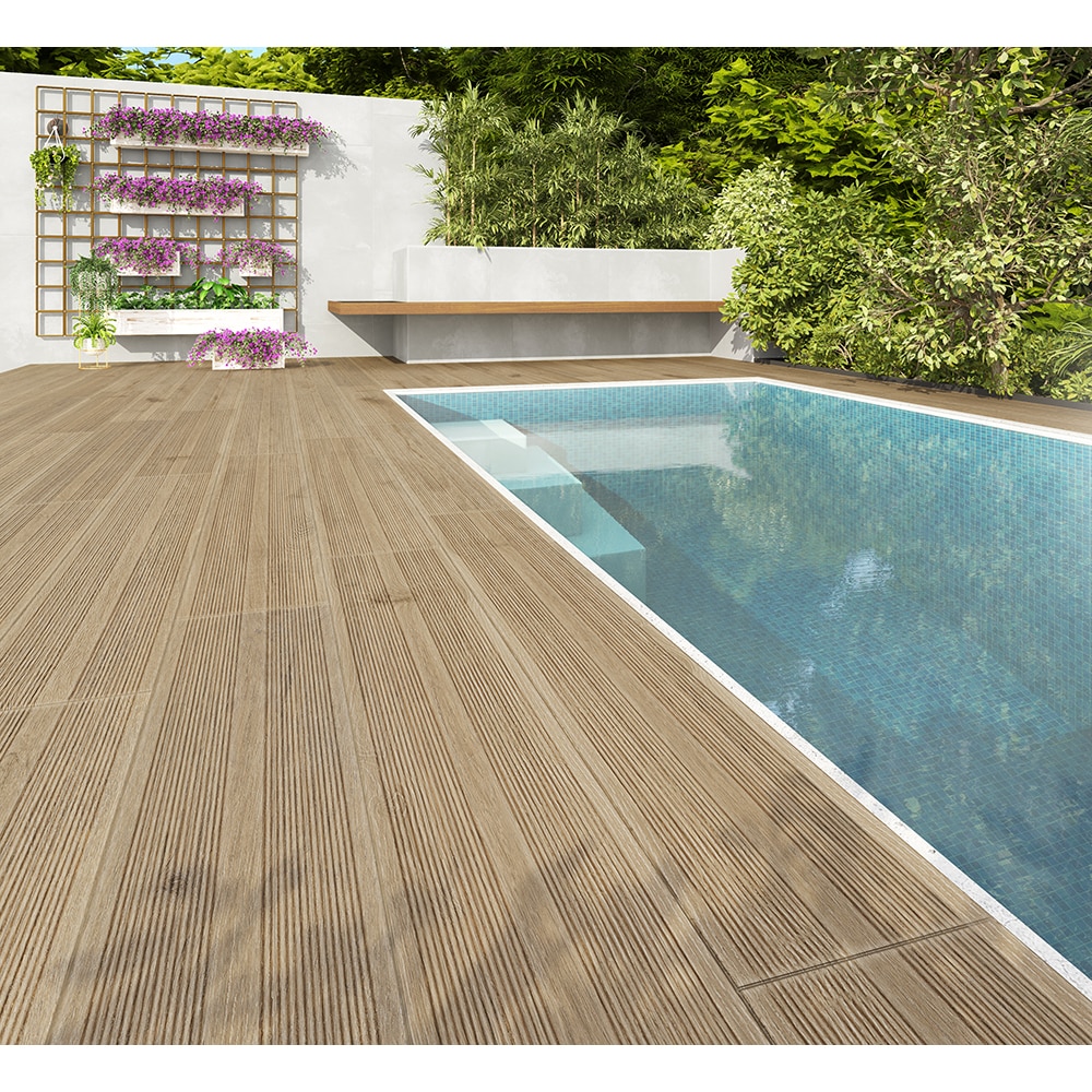 Gresie interior si exterior Pine, 20.4 x 120.4 cm, grosime 8.5 mm, 1.2281 m2, bej lemn