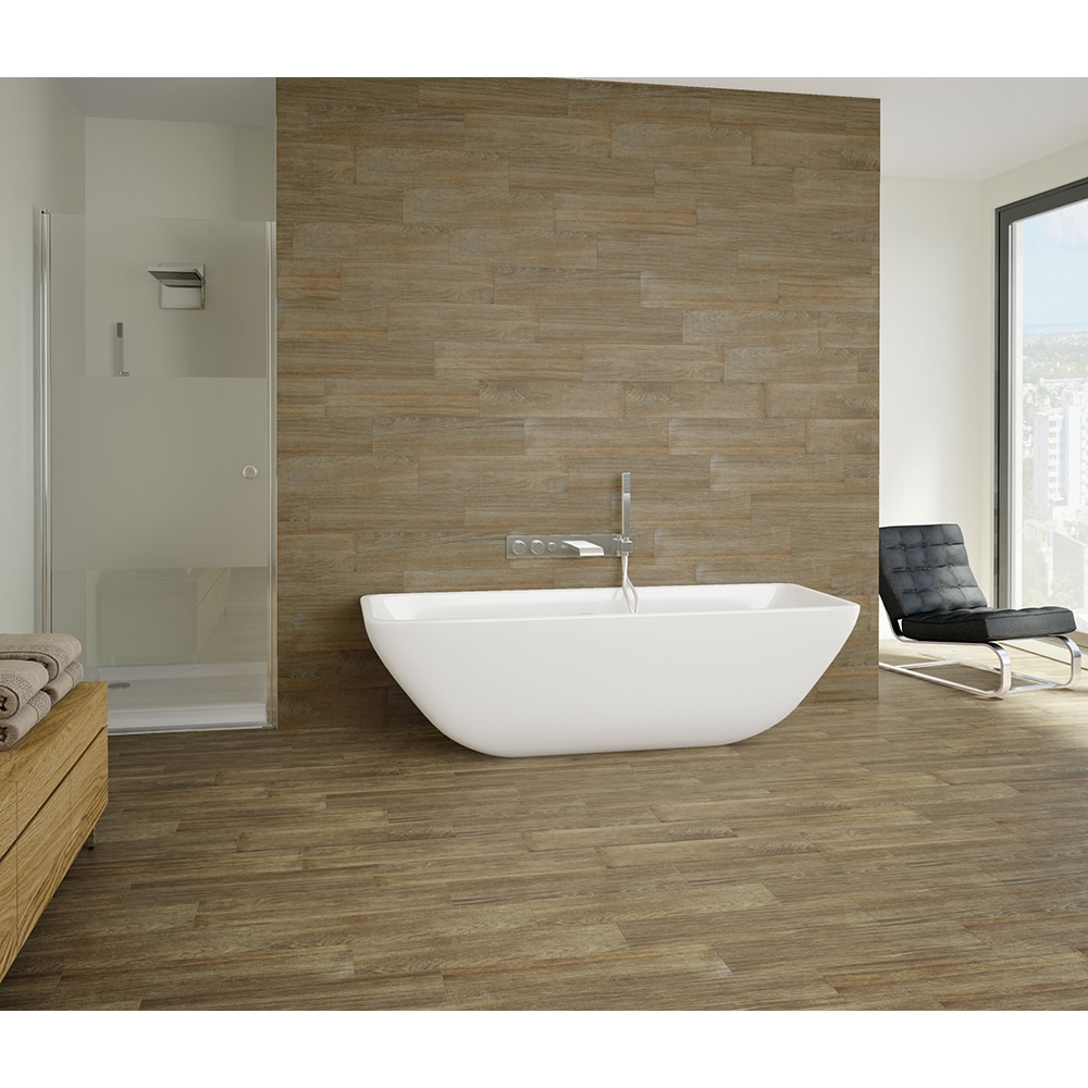 Gresie interior si exterior Acacia, 15.5 x 60.5 cm, grosime 9 mm, 1.44 m2, maro lemn