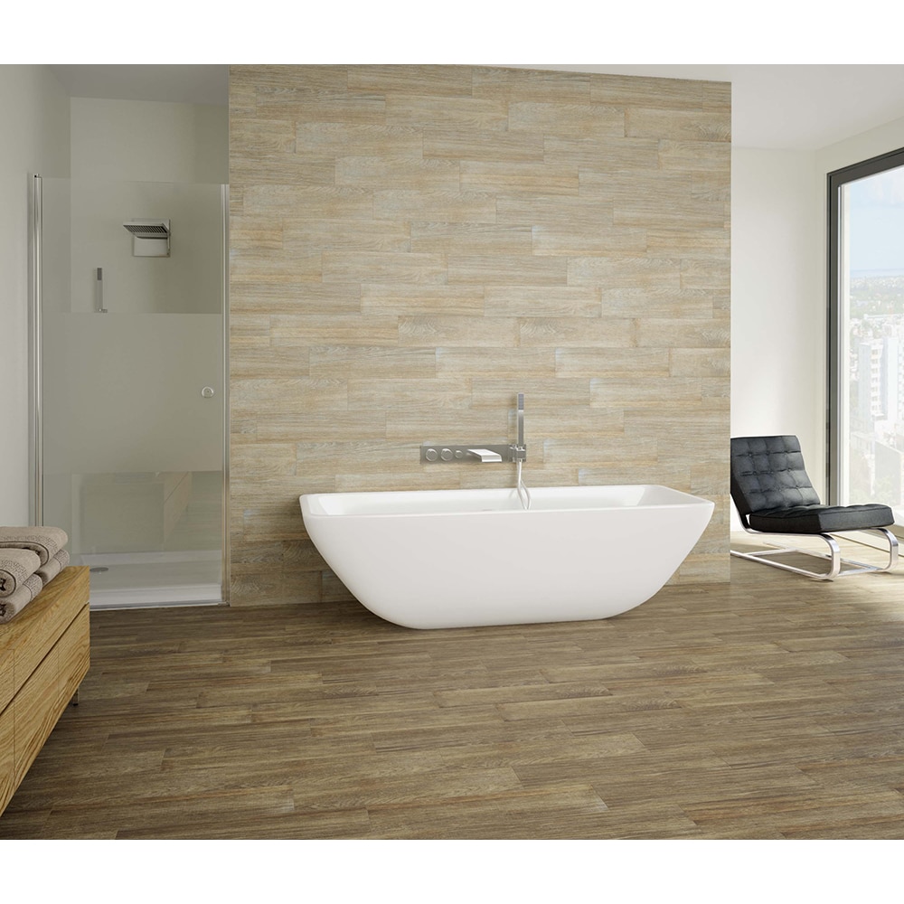 Gresie interior si exterior Acacia, 15.5 x 60.5 cm, grosime 9 mm, 1.44 m2, bej lemn