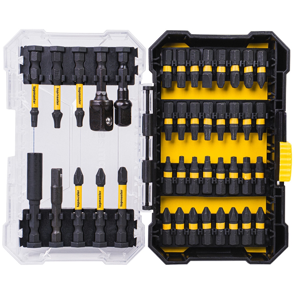 Set biti magnetici de impact cu suport TOPMASTER, 1/4", 42 buc
