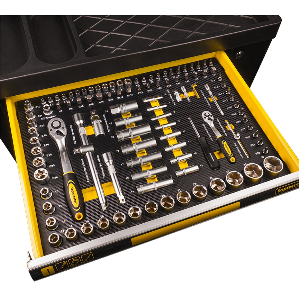 Dulap scule TOPMASTER, 7 sertare, 219 piese