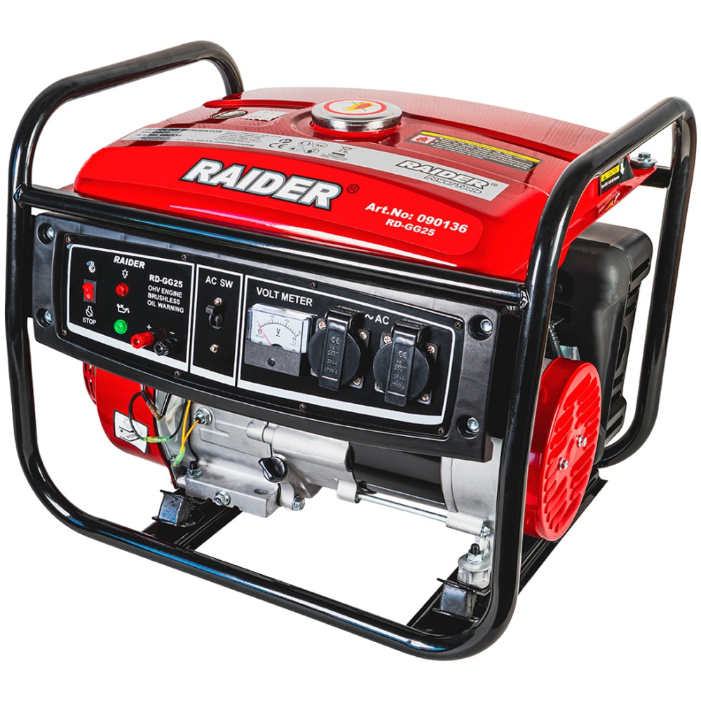 Generator electric Raider GG25, 2800W, 4 timpi, benzina, 12L, autonomie 8h