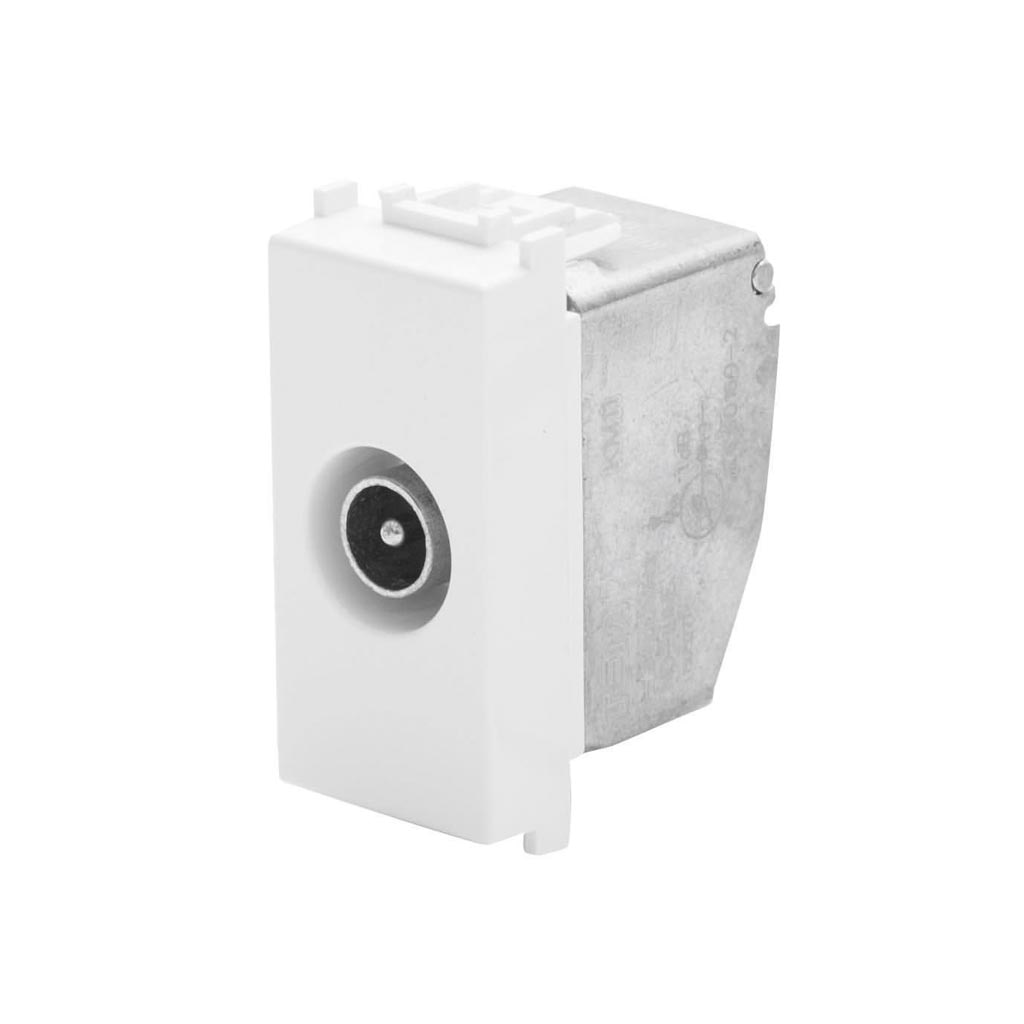 Priza TV/satelit modulara de capat 1 post, alba  Tem Modul