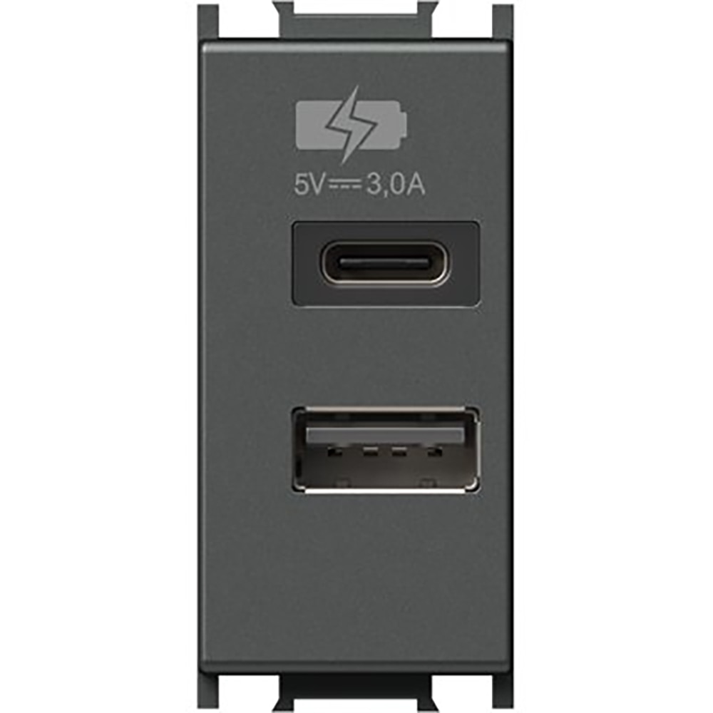 Modul incarcator USB TEM EM68AT-B, 2 x USB A 5V, 3A, negru