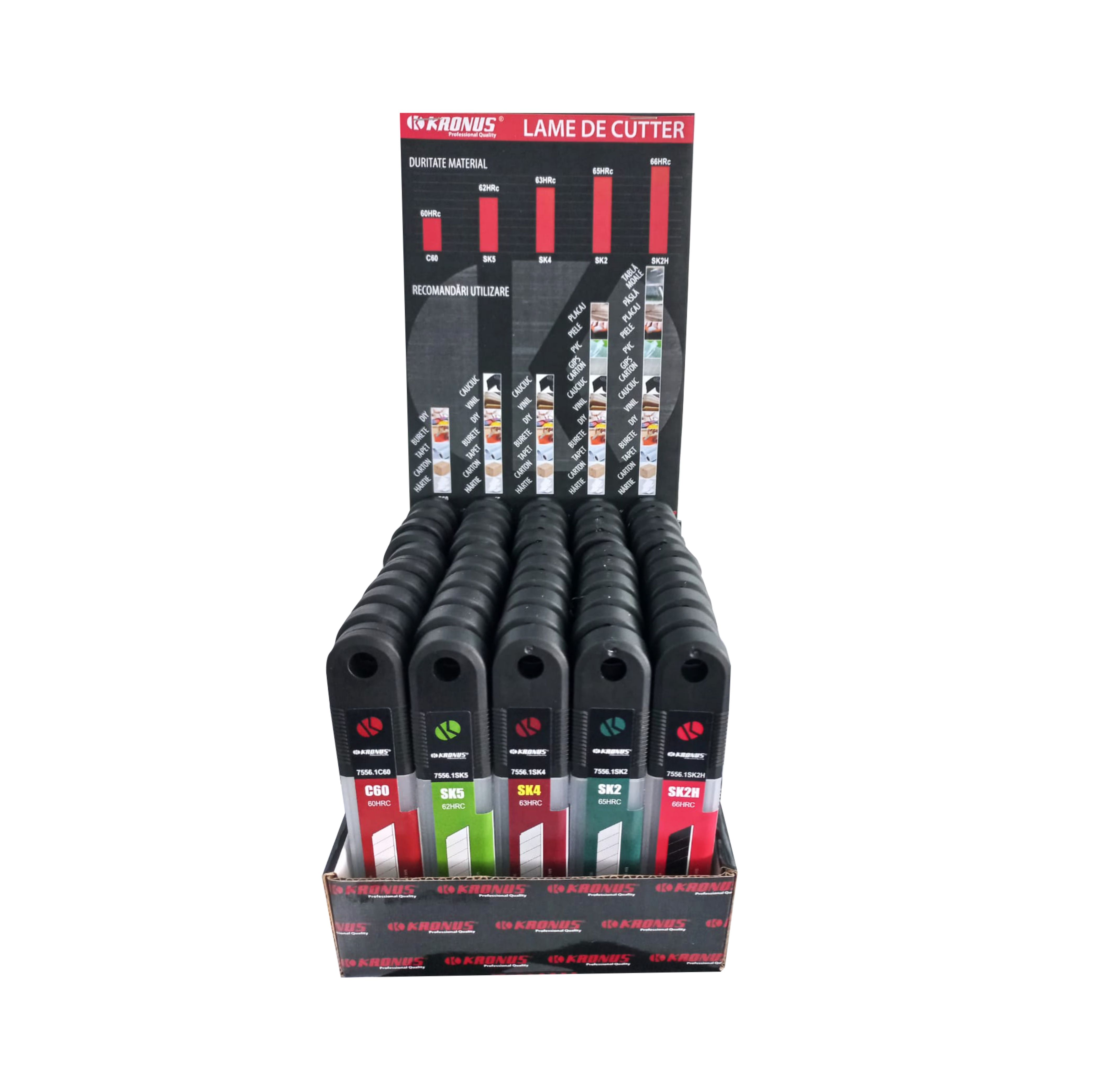 Set 10 lame pentru cutter Kronus, otel carbon C60, 18 x 100 mm