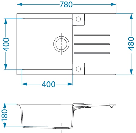 Chiuveta bucatarie granit, reversibila, ROCK 130 G11, 78 x 48 cm, adancime 18 cm, gri  Alveus